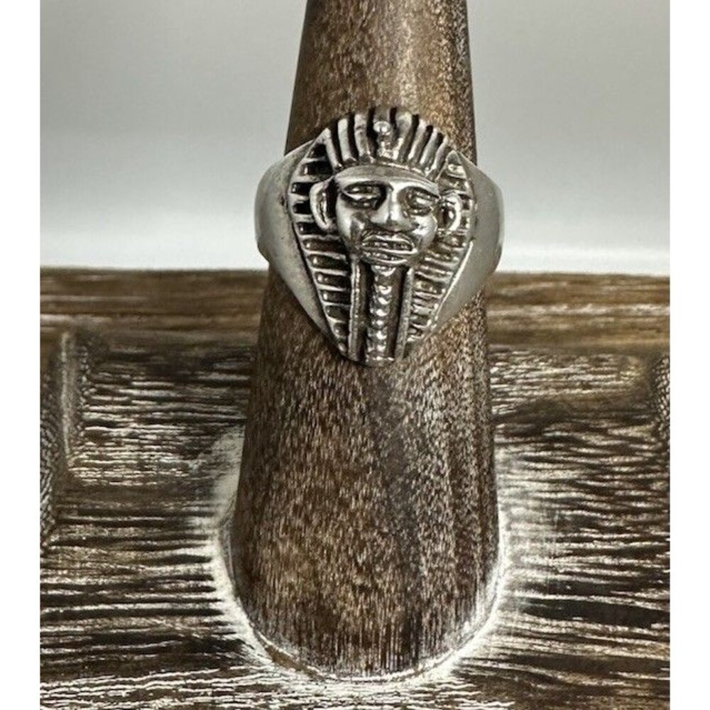 Handmade Sterling Silver Tutankhamun King Tut Egyptian Pharaoh Ring Sz 6.25